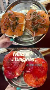 A short, energetic vlog-style review of Milo Bagels in Manchester, featuring a taste test of their salmon and lox bagel and a honey cruller. The video highlights the venue's casual atmosphere and the quality of the food.