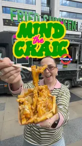 A vlogger visits Emerald Eats, a roaming Irish food truck in London, highlighting their signature chicken fillet rolls, curry chips, and spice boxes while sharing the story of the founder.