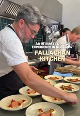 A review of the 12-seat chef's table experience at Fallachan Kitchen in Glasgow, highlighting the seasonal Scottish menu, the open kitchen atmosphere, and the thoughtful food and drink pairings.