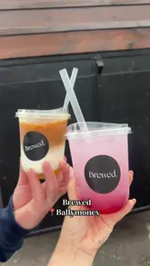 A short, engaging video showcasing a sourdough toastie and drinks from a food truck called Brewed in Ballymoney. The video features close-ups of the food, the menu, and the exterior of the trailer.