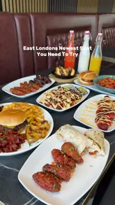 A fast-paced review of Phat Bites in East London, highlighting their extensive menu of comfort foods including loaded burgers, Philly steak, wings, and doner. The video uses quick cuts to showcase the generous portion sizes and variety of dishes available, positioning the venue as an affordable and tasty spot.