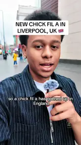 A vlog-style review of the new Chick-fil-A location in Liverpool, featuring a walk-through of the area, the ordering process, and a taste test of the signature sandwich and waffle fries.