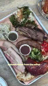 A creator visits From the Ashes at Five Points Brewery in London Fields, showcasing their BBQ chef's platter and the outdoor beer garden setting.