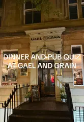 A vlog-style review of a visit to Gael & Grain, featuring a pub quiz, dinner, and drinks.