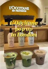 A promotional video for a L'Occitane pop-up at Westfield White City, featuring a collaboration with Tokkia to offer matcha drinks inspired by new L'Occitane almond mist scents.