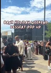 A creator introduces her final summer dessert pop-up event, showcasing the preparation and final presentation of various cakes, cookies, and madeleines. The video highlights the menu items and mentions a lucky dip prize for customers.