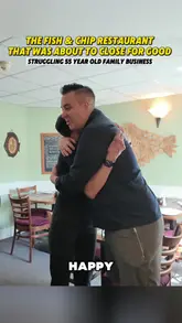 A heartwarming follow-up video documenting the positive impact of a viral post on a struggling 55-year-old family-run fish and chip restaurant, showing the owners' gratitude and the busy atmosphere after the support.