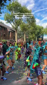 A vibrant montage of the Notting Hill Carnival Children's Parade, featuring dancers in elaborate costumes, steel bands, and crowds celebrating the 60th anniversary of the event.