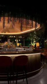 A montage showcasing the interior, city views, cocktails, and plated dishes at 14 Stories restaurant.