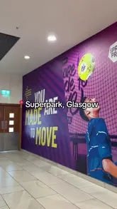 A vlog-style video showcasing the facilities at Superpark in Glasgow, highlighting various activities for children such as slides, trampolines, and interactive games.