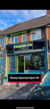 A promotional video for the opening of 'Peri and Co' in Birmingham, showcasing the interior, various peri-peri chicken dishes, and highlighting opening offers.