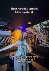 A high-energy vlog-style video showcasing a karaoke venue in Manchester called Level 8. The video highlights the private booth experience, the karaoke setup, the arcade games, and the available food and drink options, positioning it as a great spot for groups and nights out.
