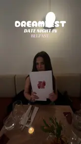 A short, engaging reel showcasing a date night experience at Drip on the Ormeau Road in Belfast, featuring a variety of dishes including pasta, steak, and desserts, alongside cocktails.