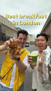 A high-energy vlog-style review of Rua Coffee Bar in London, focusing on their popular breakfast burrito, matcha, and pastries. The creators provide a personal recommendation, highlighting the ingredients and the overall experience.