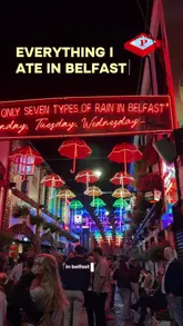 A travel-focused food vlog documenting a three-day trip to Belfast, featuring visits to several popular local eateries including Bunsen, St George's Market, Waka, Trait, and Neighbourhood Cafe. The video uses a fast-paced, handheld style to showcase a variety of dishes, from burgers and Belfast baps to pastries and brunch items, providing quick reviews of each location.