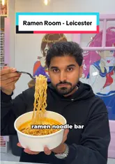 A creator visits the Ramen Room in Leicester, showcasing the city's first self-service ramen bar. The video demonstrates the process of selecting noodles, adding hot water, using the microwave, and customizing with toppings, while also highlighting the variety of imported Korean noodle brands and drinks available.